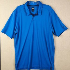 Oakley Polo Shirt Men 2XL Blue Performance Golf Short Sleeve Athletic